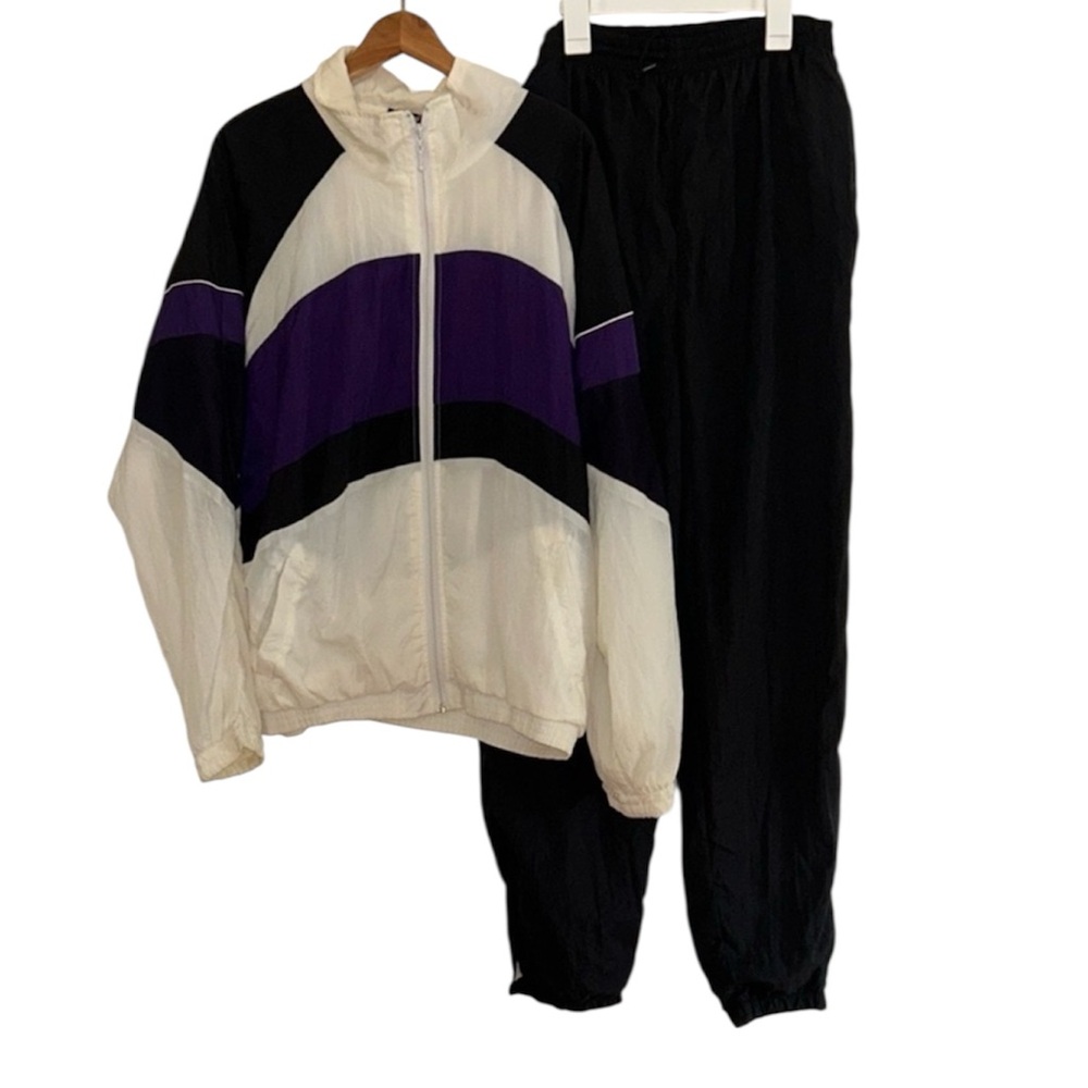 Vtg McGregor 70’s Retro White Purple & Black Men’s XL Windbreaker Track Suit XL